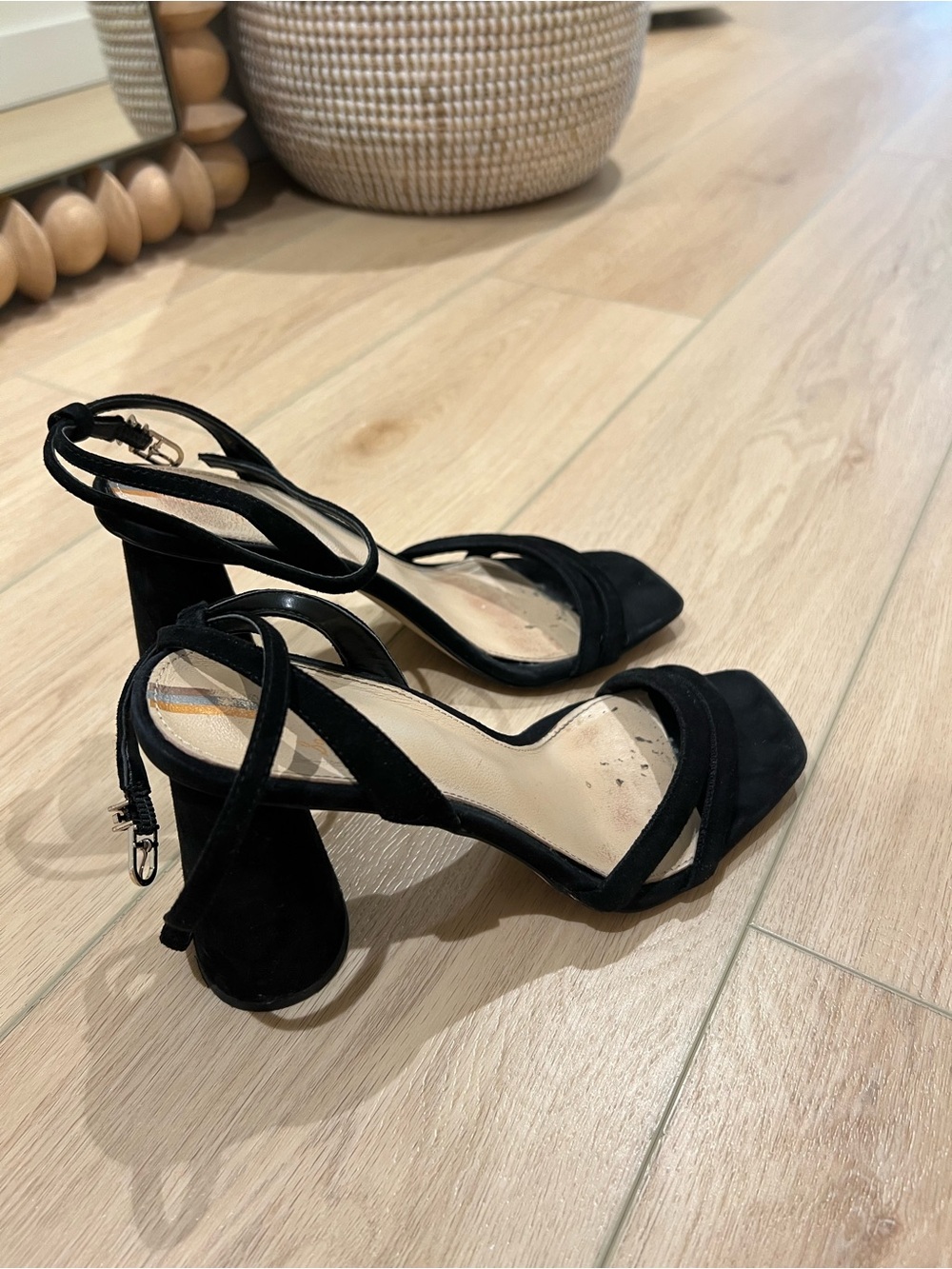 Sam Edelman Black Suede Strappy Block Heel Sandals